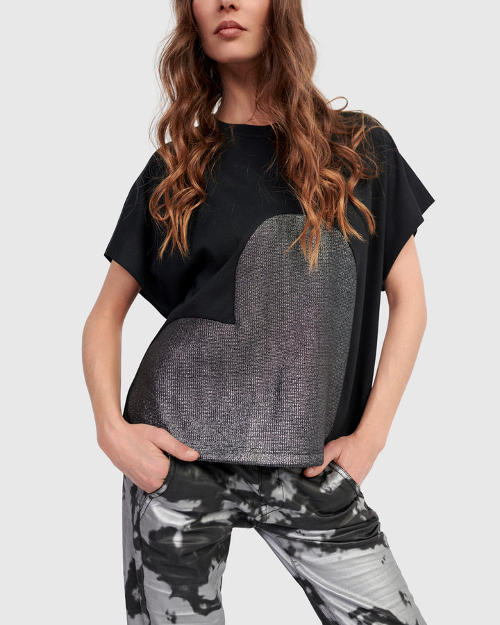 Lola Heart Tee, Silver