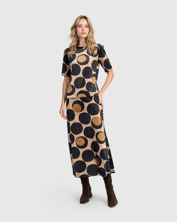 Uma Velvet Mockneck Tee, Eclipse