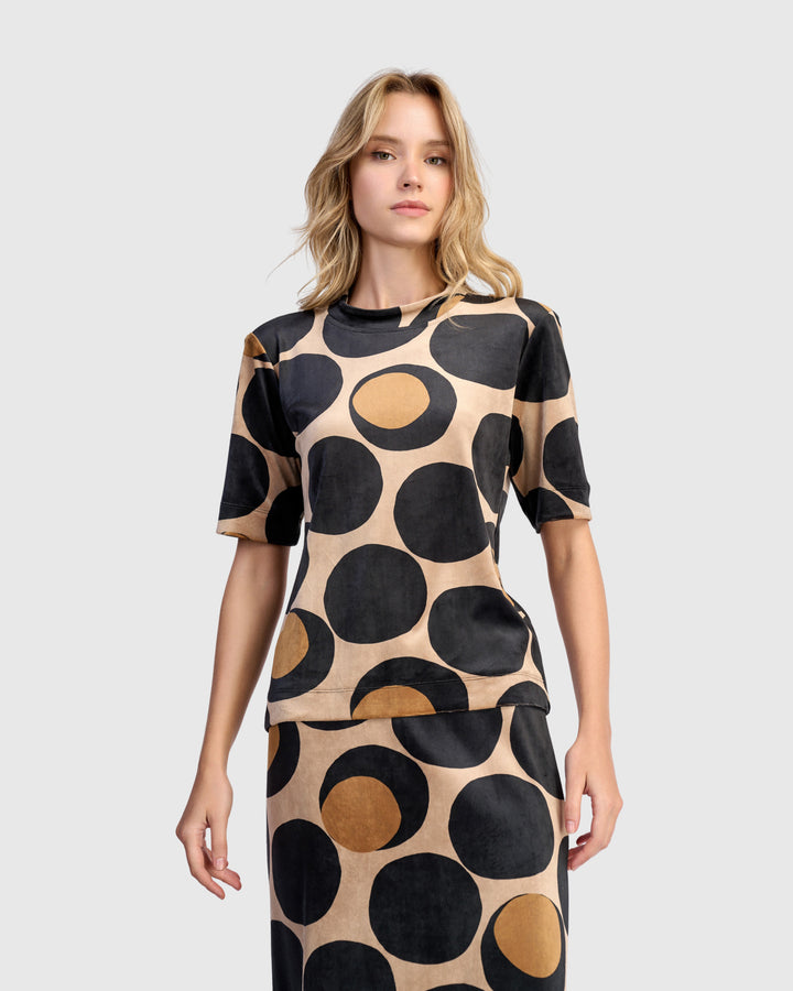 Uma Velvet Mockneck Tee, Eclipse