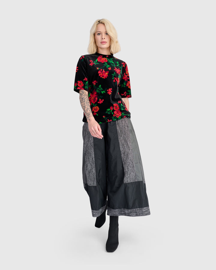 Aria Velvet Mockneck Tee, Roses