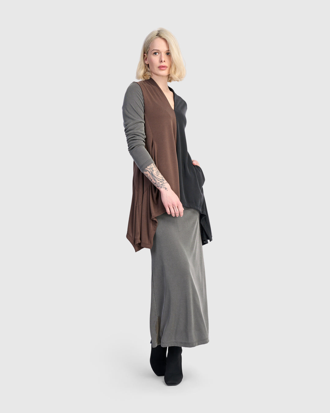 Essential Cupro Pencil Skirt, Fog