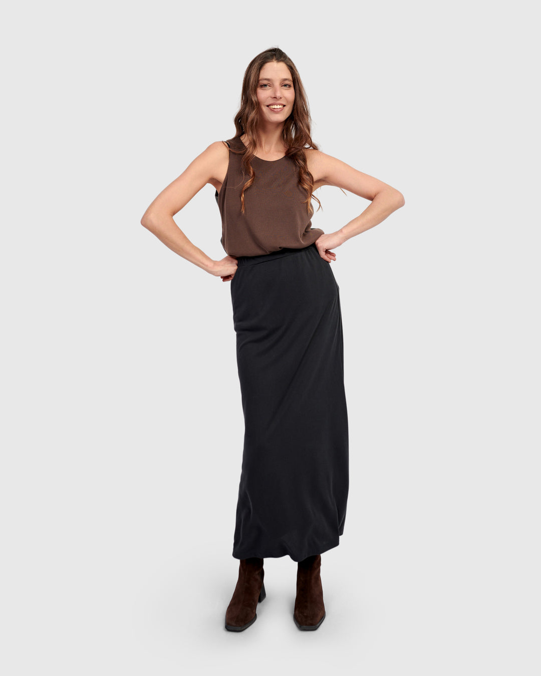 Essential Cupro Pencil Skirt, Black