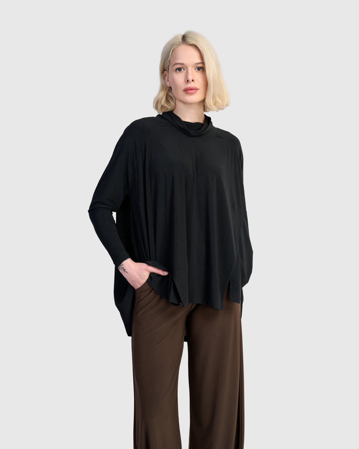 Essential Slinky Swing Turtleneck, Black
