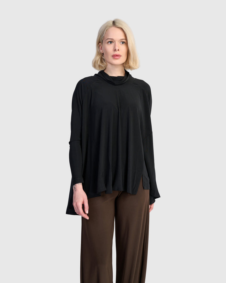 Essential Slinky Swing Turtleneck, Black