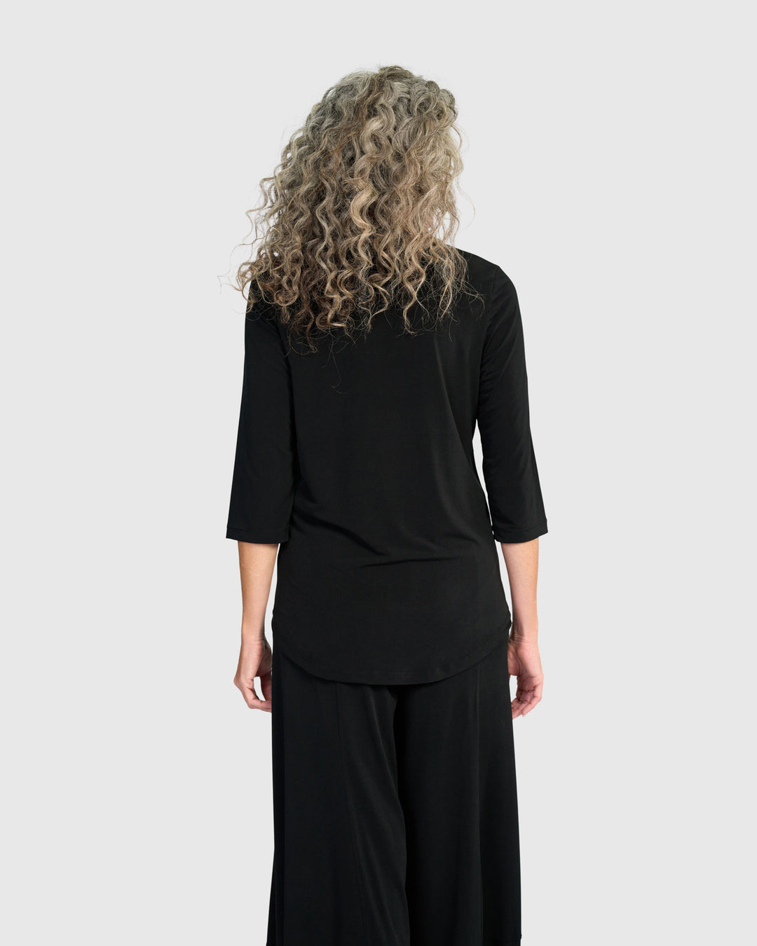 Essential Slinky V-neck Top, Black