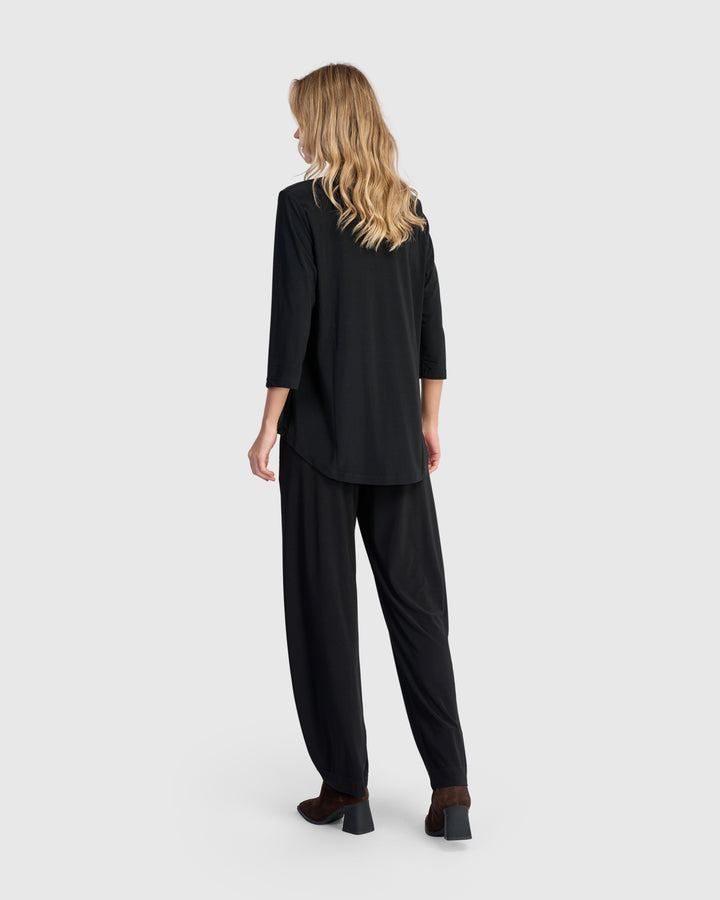 Essential Slinky V-neck Top, Black