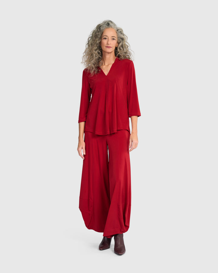 Essential Slinky V-neck Top, Garnet