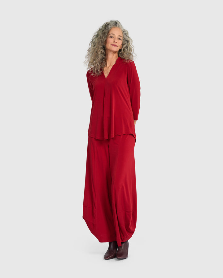 Essential Slinky V-neck Top, Garnet