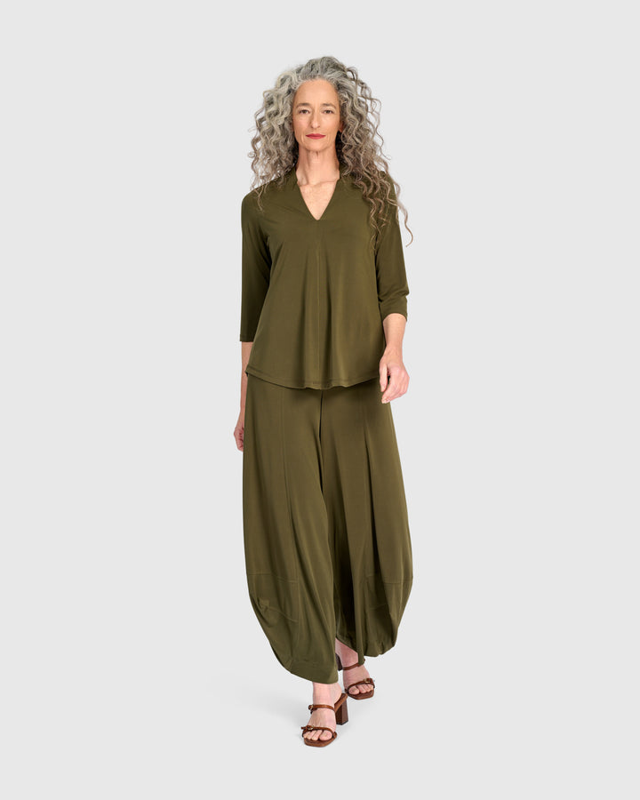 Essential Slinky V-neck Top, Khaki