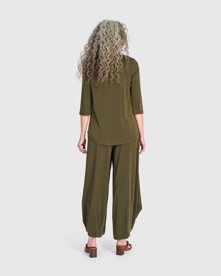 Essential Slinky V-neck Top, Khaki