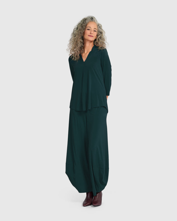 Essential Slinky V-neck Top, Teal