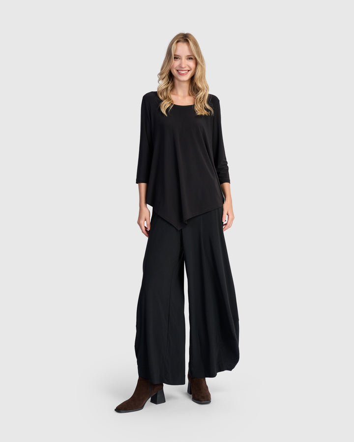 Essential Slinky Point Hem Top, Black