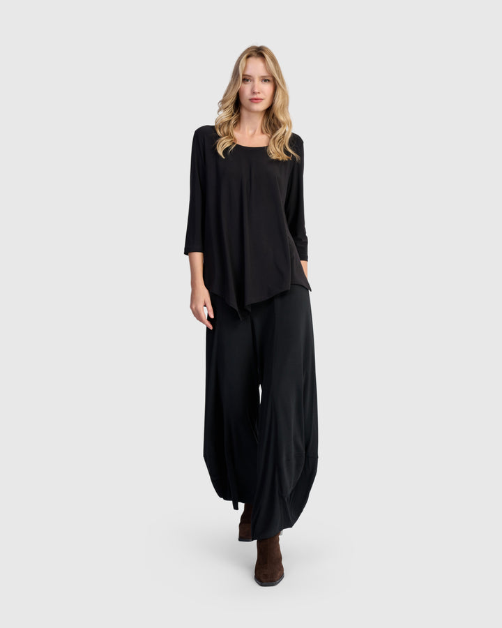Essential Slinky Point Hem Top, Black