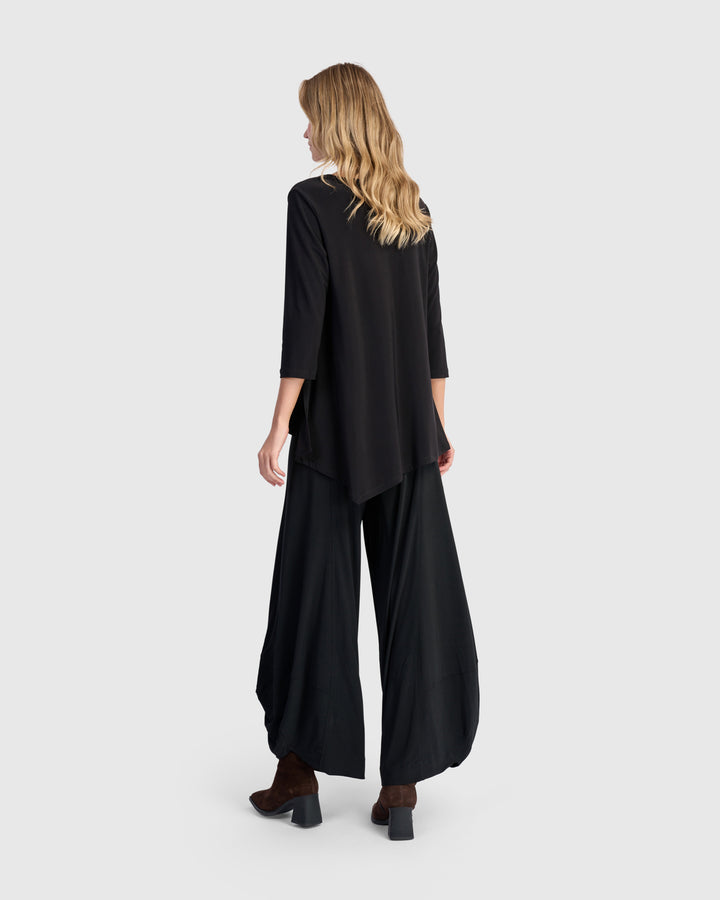 Essential Slinky Point Hem Top, Black
