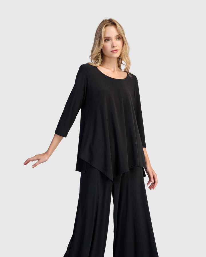 Essential Slinky Point Hem Top, Black