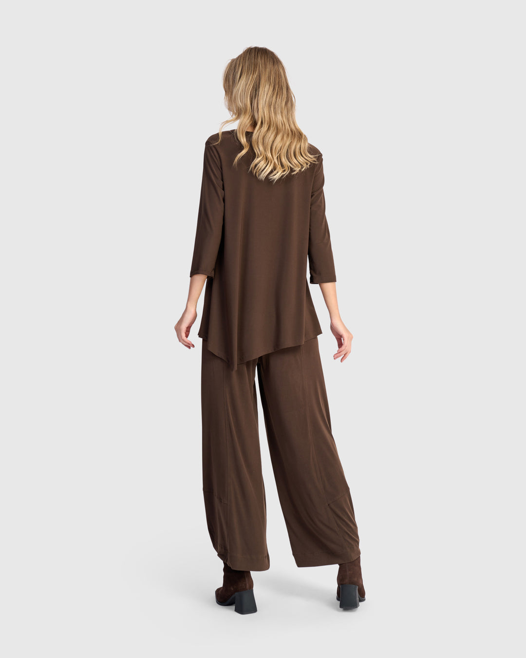 Essential Slinky Point Hem Top, Sepia