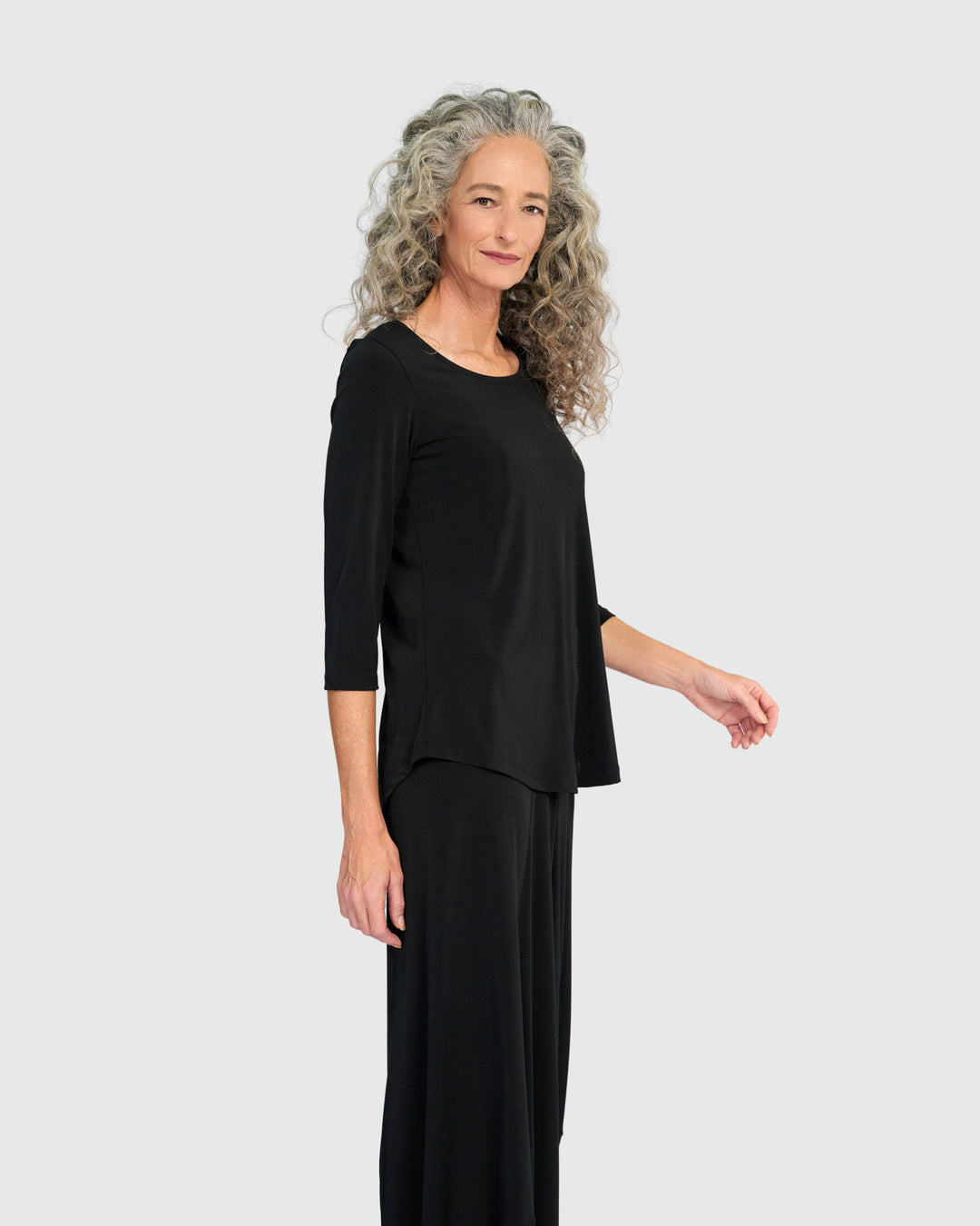 Essential Slinky Crew Top, Black