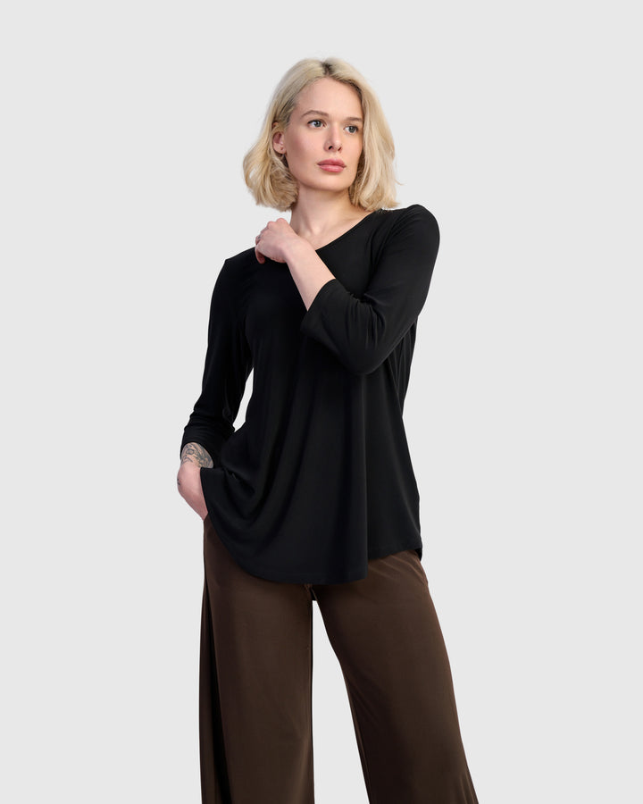 Essential Slinky Crew Top, Black
