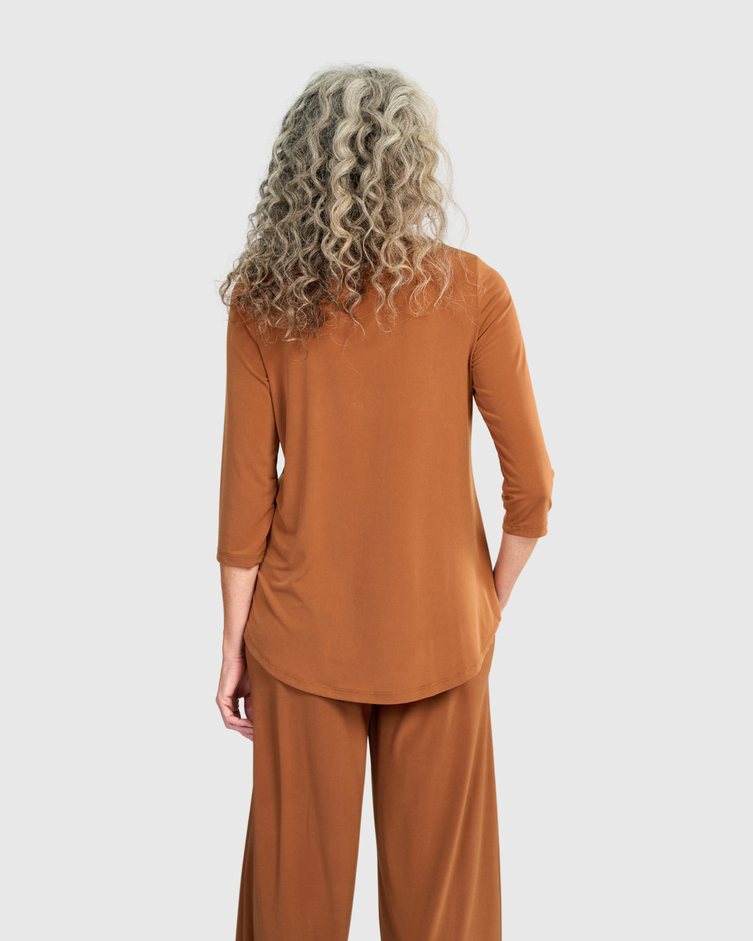Essential Slinky Crew Top, Caramel