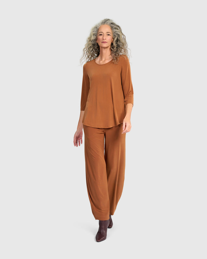 Essential Slinky Crew Top, Caramel