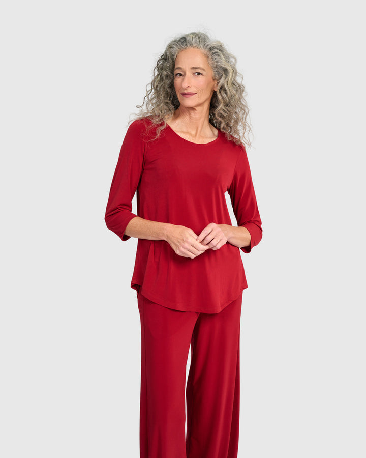 Essential Slinky Crew Top, Garnet