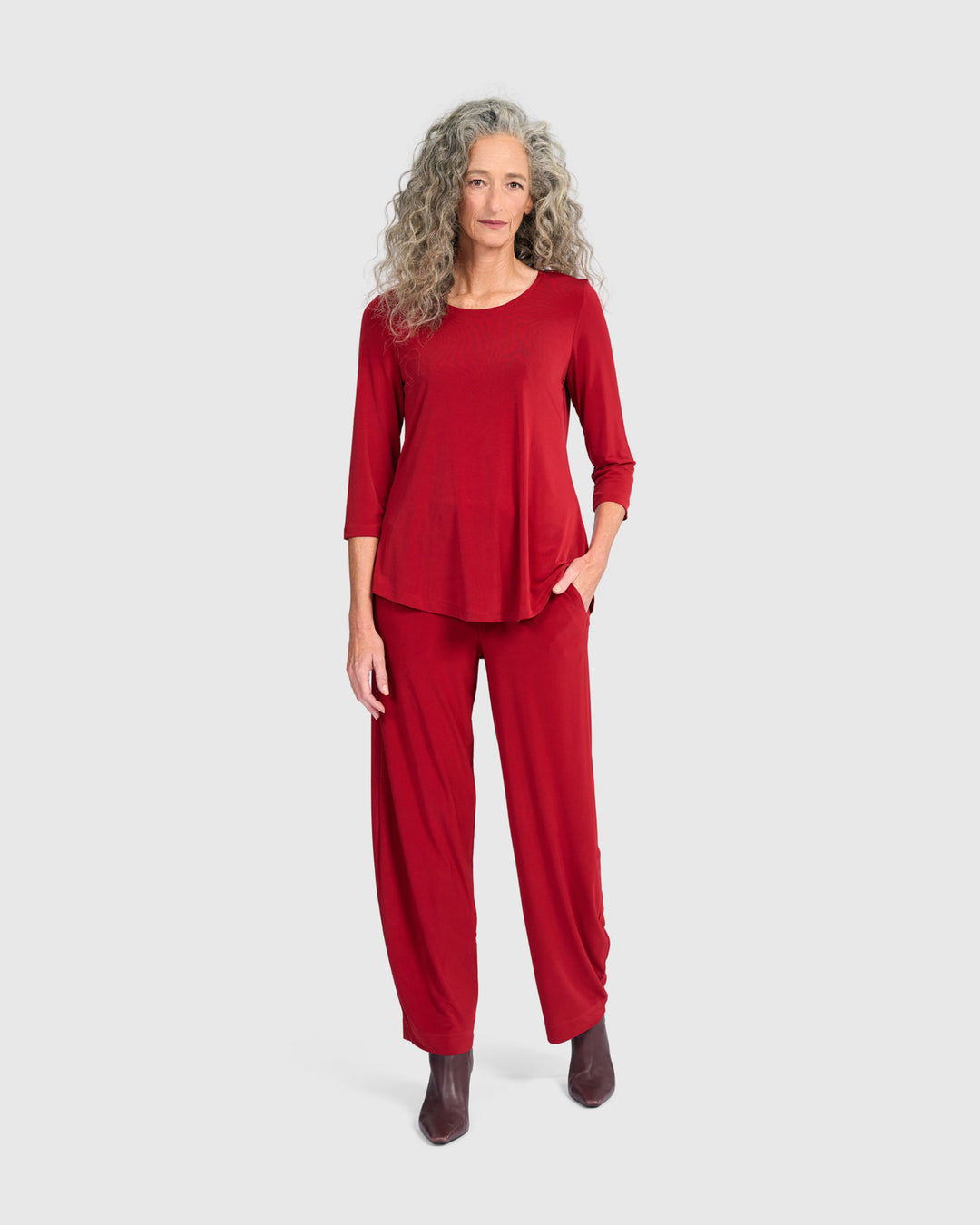 Essential Slinky Crew Top, Garnet