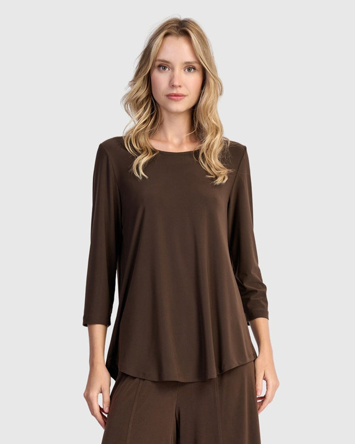 Essential Slinky Crew Top, Sepia