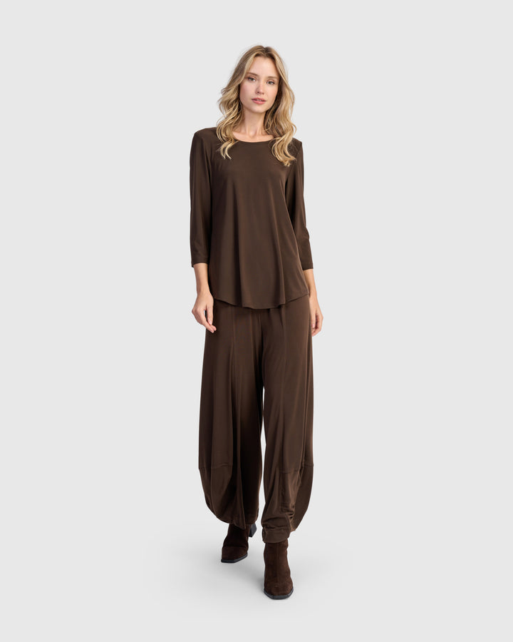 Essential Slinky Crew Top, Sepia