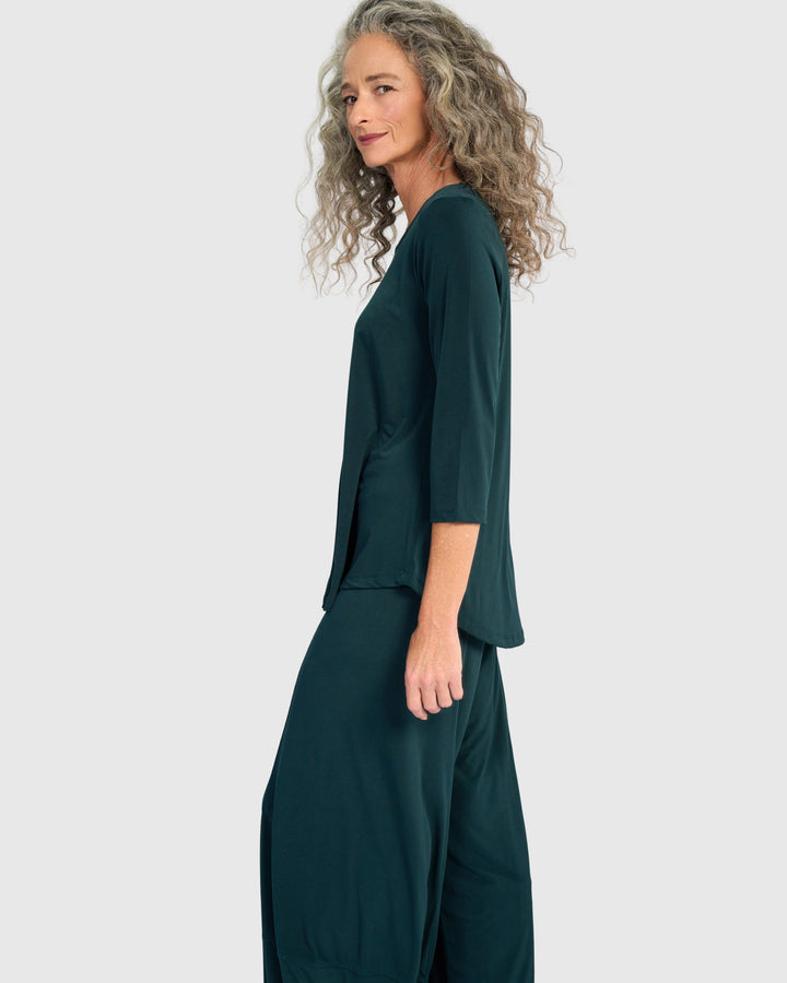 Essential Slinky Crew Top, Teal
