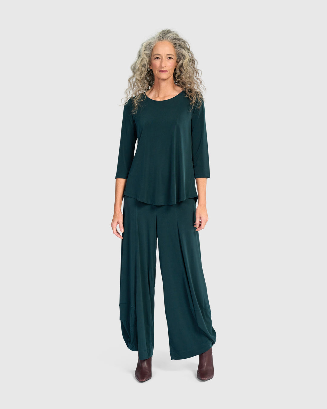 Essential Slinky Crew Top, Teal