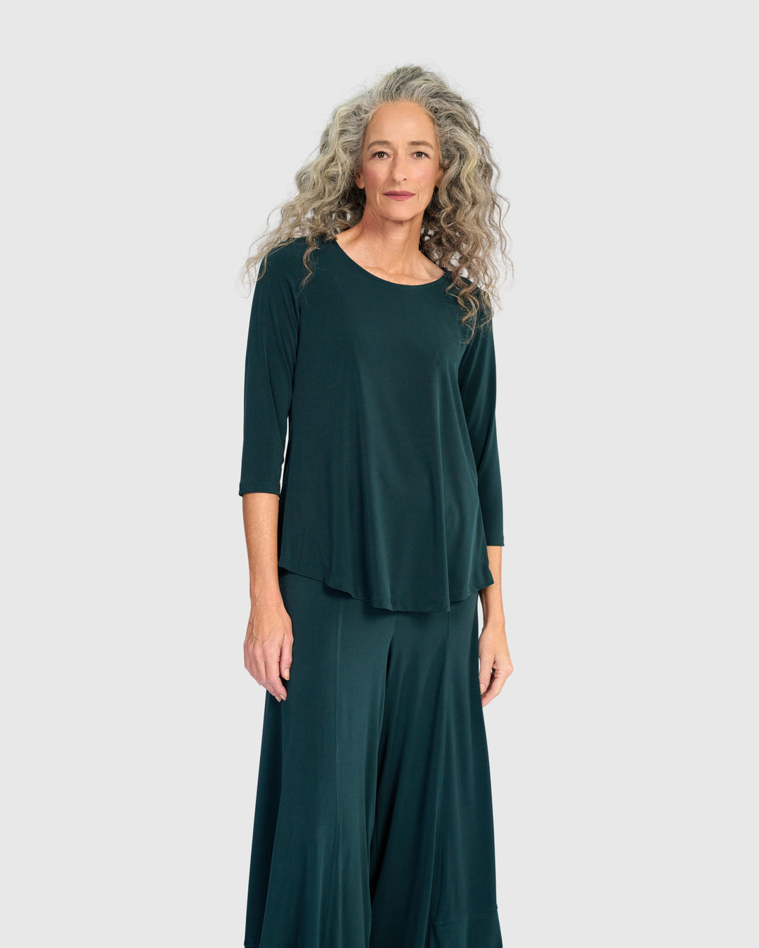 Essential Slinky Crew Top, Teal