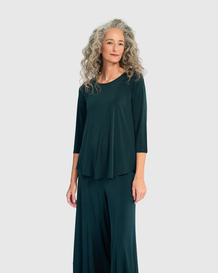 Essential Slinky Crew Top, Teal