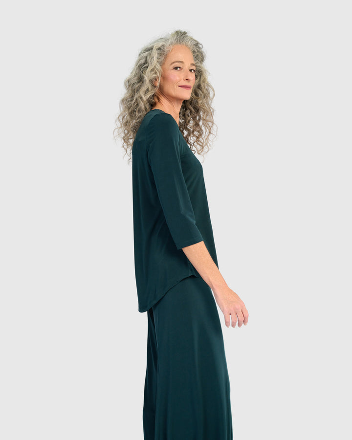 Essential Slinky Crew Top, Teal