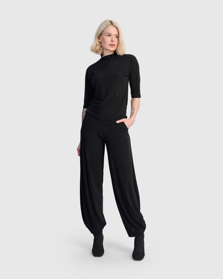 Essential Slinky Mockneck Tee, Black