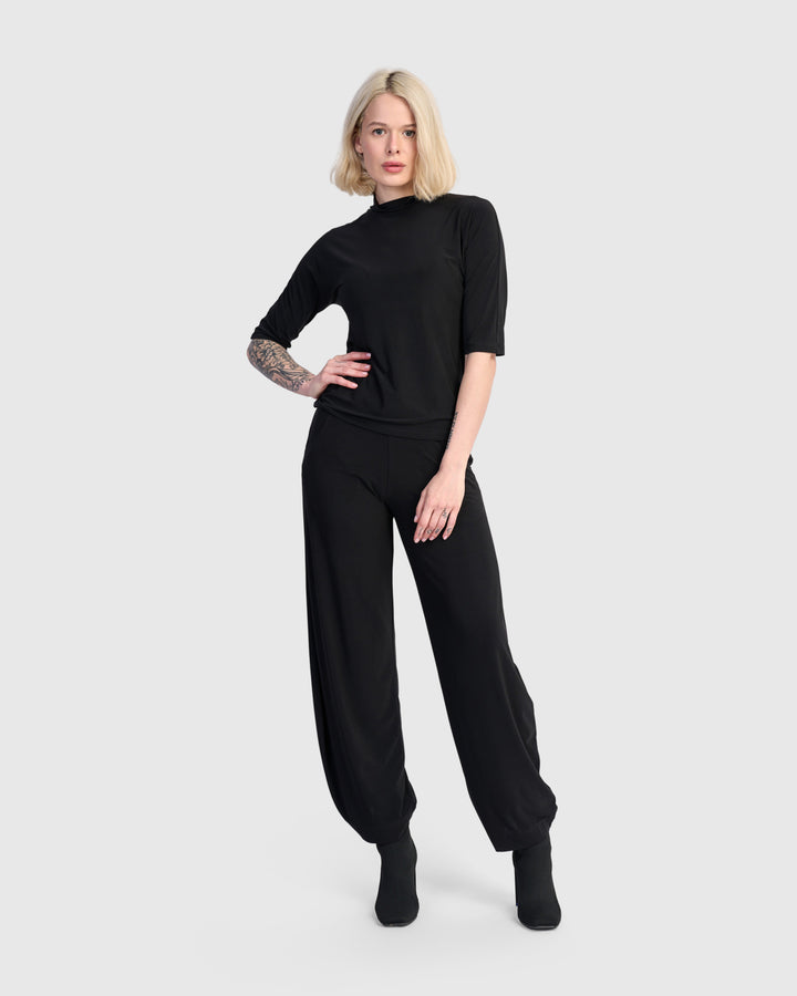 Essential Slinky Mockneck Tee, Black