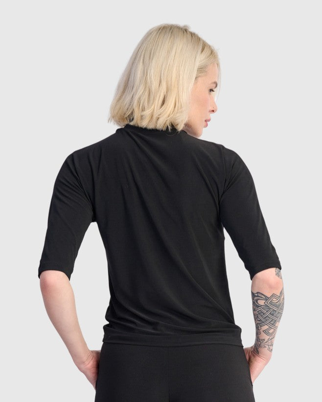 Essential Slinky Mockneck Tee, Black