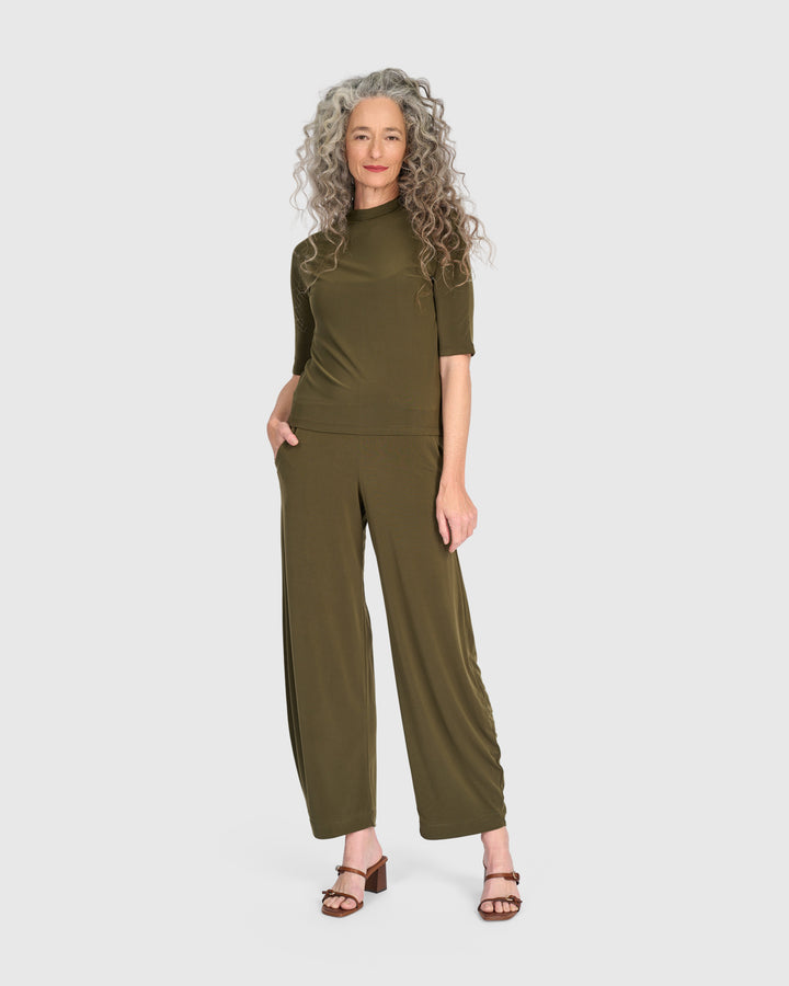 Essential Slinky Mockneck Tee, Khaki