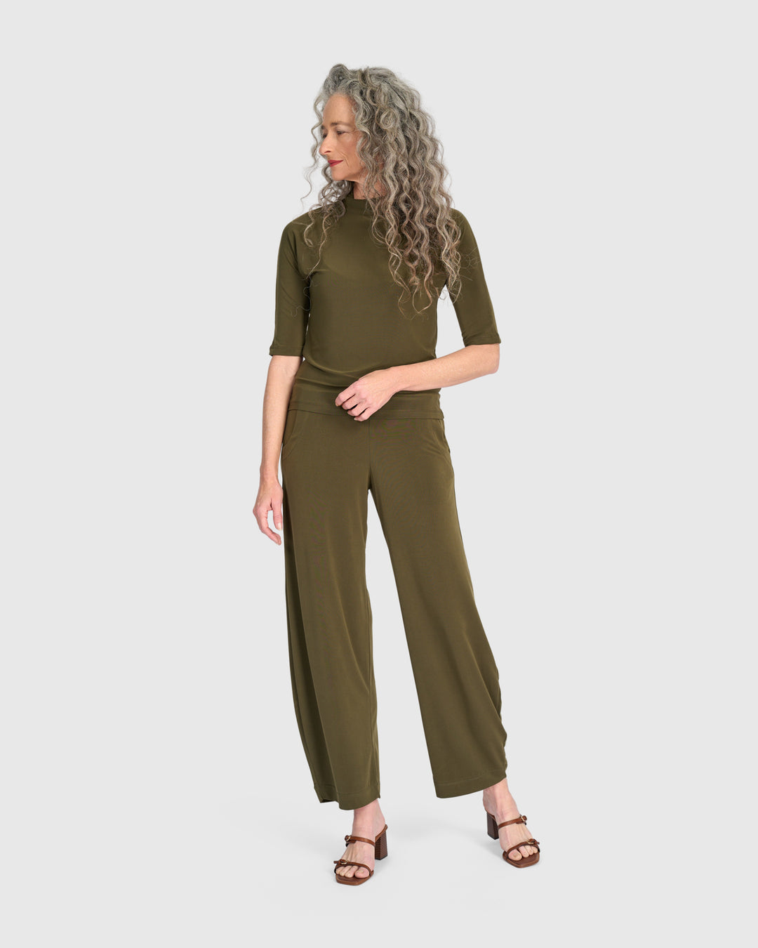 Essential Slinky Flow Pants, Khaki
