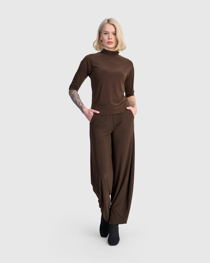 Essential Slinky Mockneck Tee, Sepia
