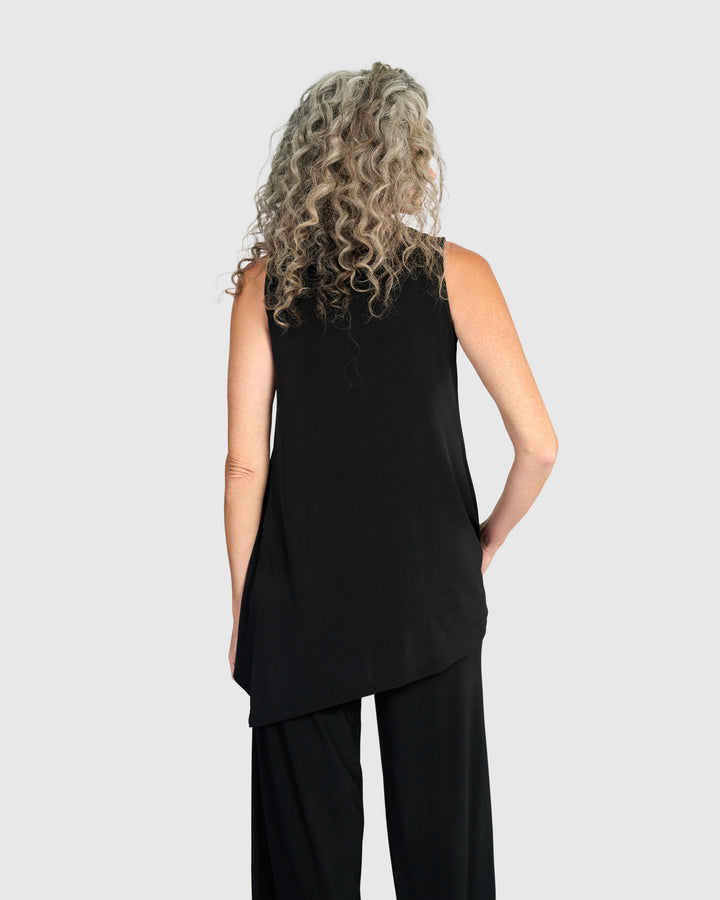 Essential Slinky Point Hem Tank, Black