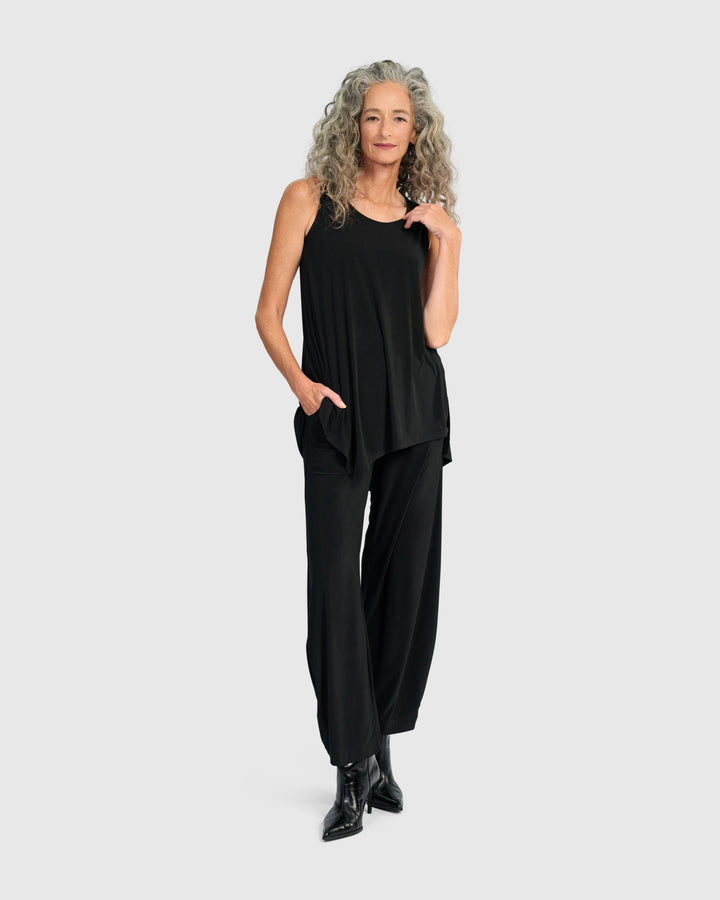 Essential Slinky Point Hem Tank, Black