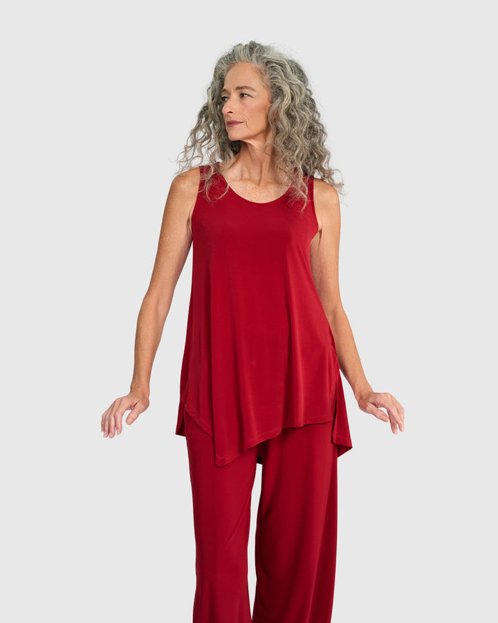 Essential Slinky Point Hem Tank, Garnet