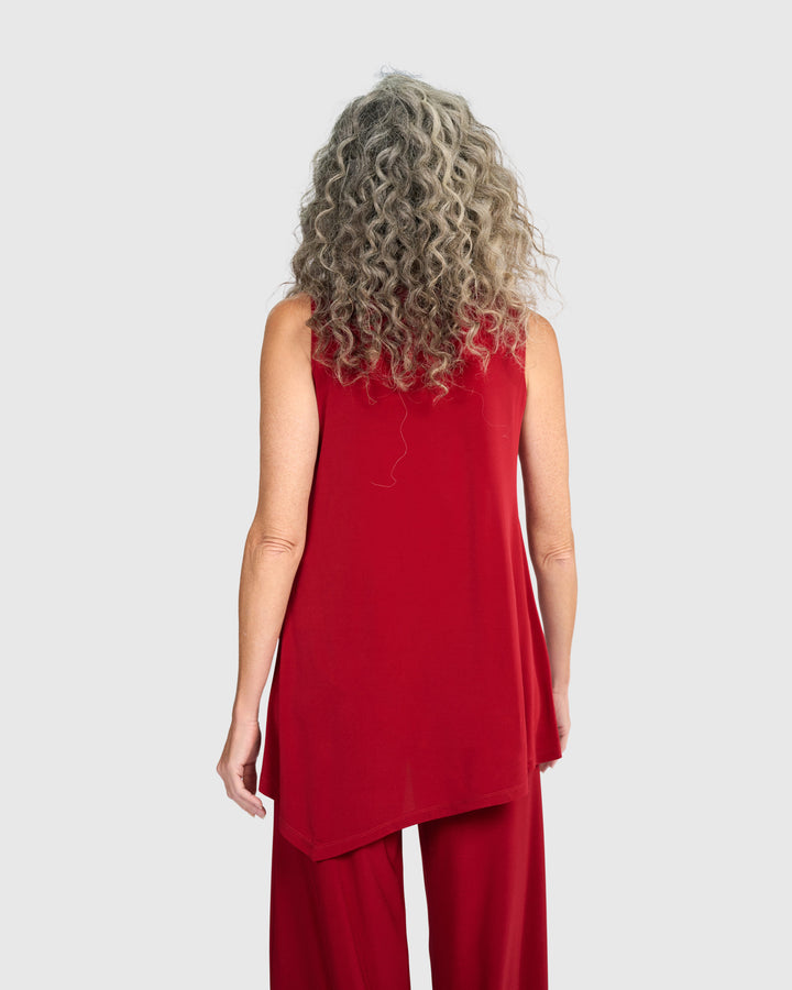 Essential Slinky Point Hem Tank, Garnet