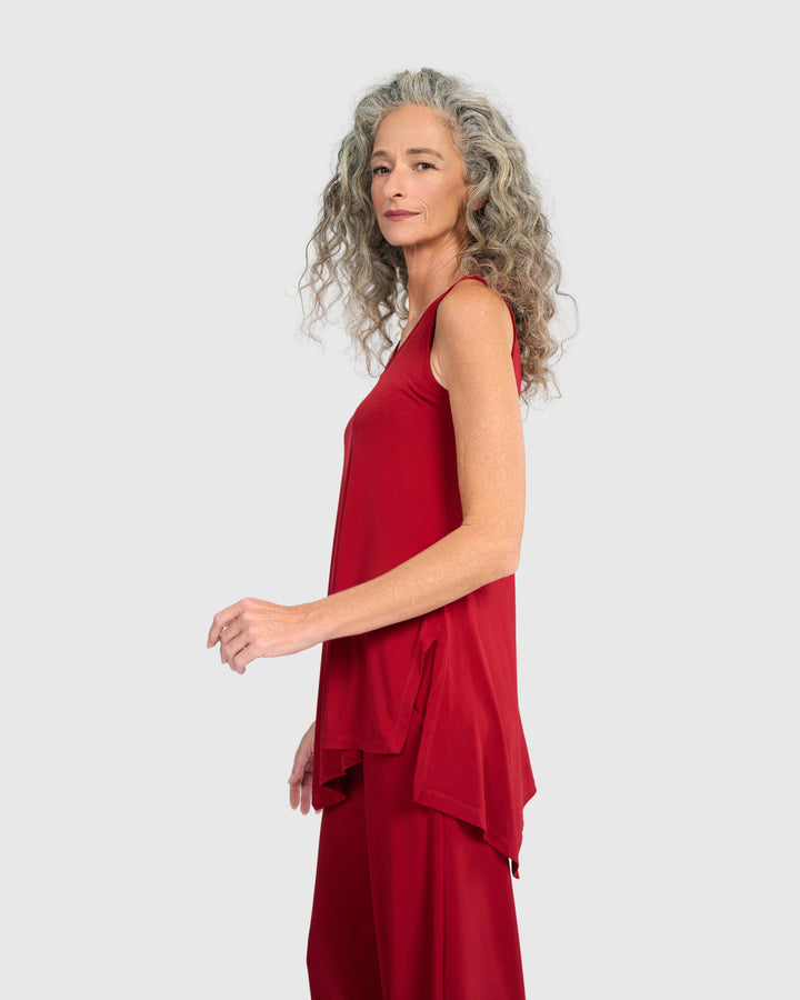Essential Slinky Point Hem Tank, Garnet