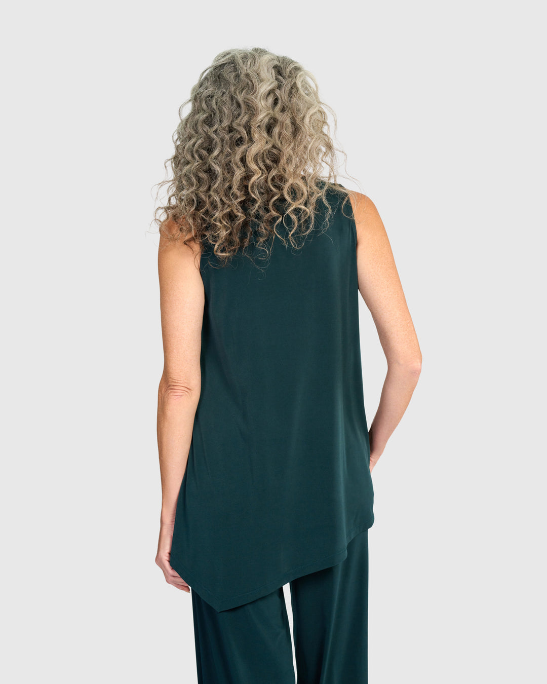 Essential Slinky Point Hem Tank, Teal