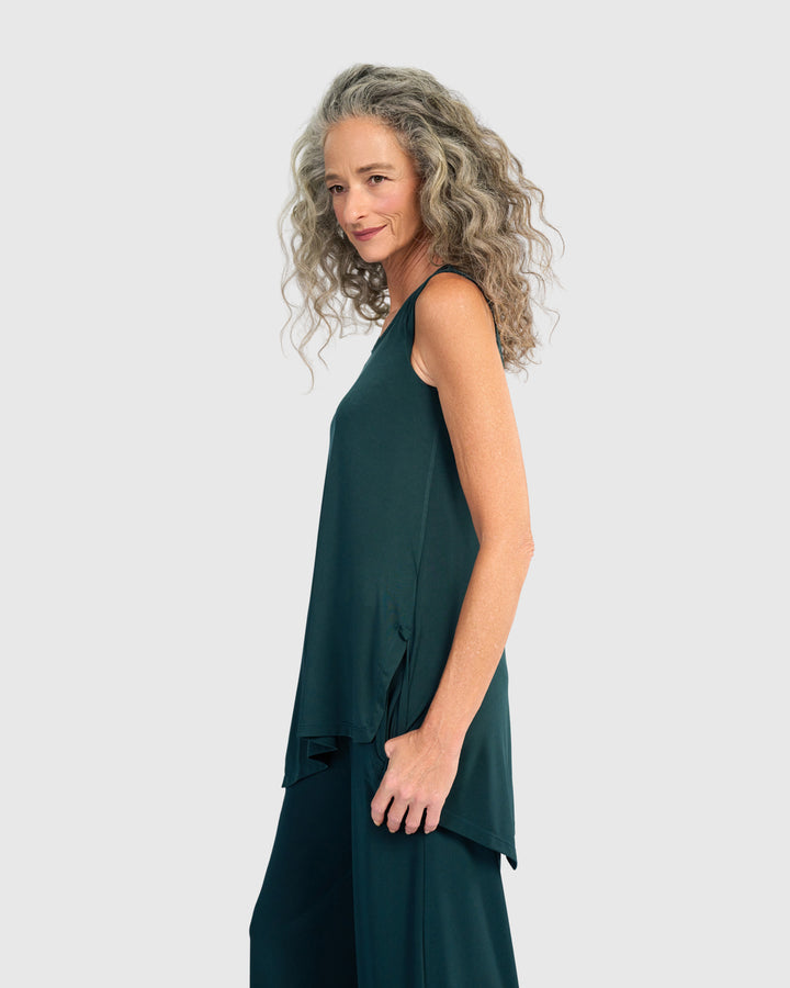 Essential Slinky Point Hem Tank, Teal