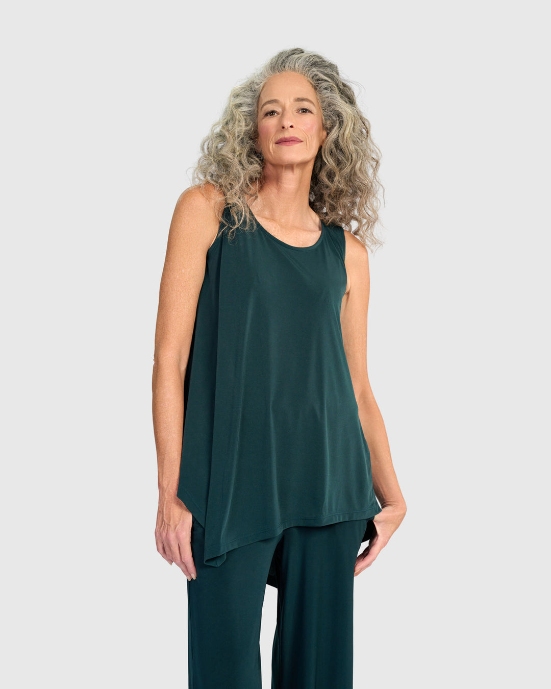 Essential Slinky Point Hem Tank, Teal