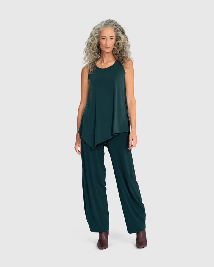 Essential Slinky Point Hem Tank, Teal