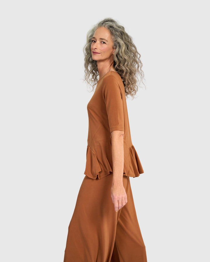 Essential Slinky Flouncy Tee, Caramel