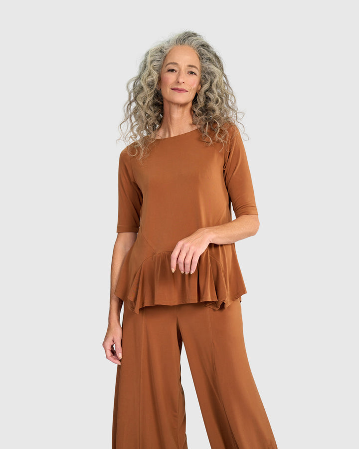 Essential Slinky Flouncy Tee, Caramel